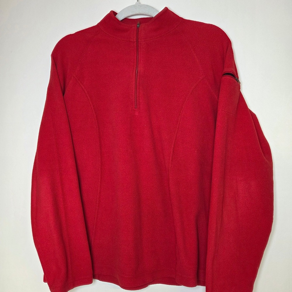 LL Bean Women's Red Fleece Quarter Zip Pullover Mock Neck Jacket 247229 Medium